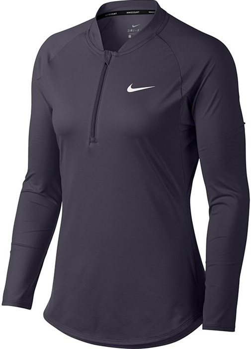Футболка женская Nike Court Dry 1/2 Zip Gridiron/White  888170-009  fa18 - фото 11569