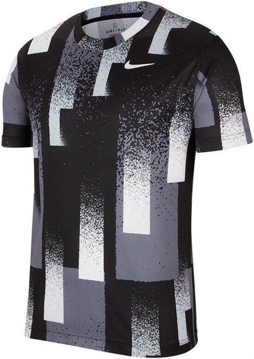 Футболка мужская Nike Court Dry Printed Crew Black/White  CK9820-010  sp20 - фото 20381