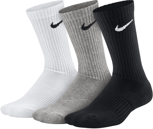 Носки Nike Youth Cotton Cushion Crew Moist (3 Pairs) White/Black/Grey SX4719-967 (34-38) - фото 22505