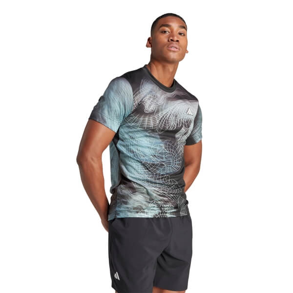 Футболка мужская Adidas Printed Pro Black/Semi Flash Aqua/Dash Grey