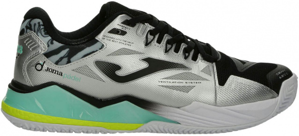 Кроссовки мужские для падел Joma SPIN  Silver/Black/Mint/Yellow