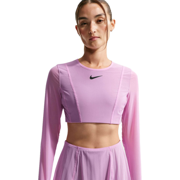 Топ с дл. рукавом женский Nike Court Slam RG Top Light Magenta/Tattoo/Black