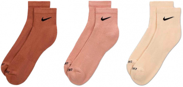 Набор носков Nike Everyday Plus Cushioned Crew (3 пары) Pink/Beige/Brown