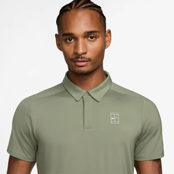 Поло мужское Nike Court Advantage Polo Oil Green/White